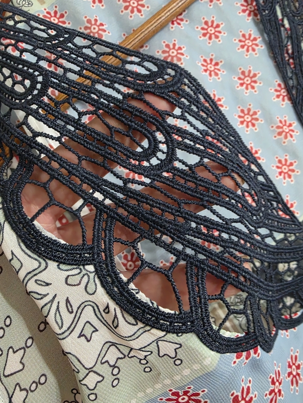 C. Est 1946 Patchwork Boho Open Front Vest Duster XL Sleeveless Mixed Print - Picture 3 of 13